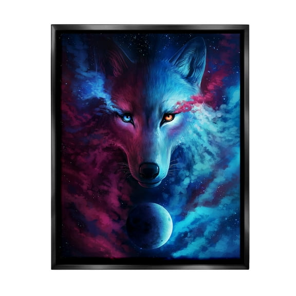 Stupell Industries Ombre Wolf & Clouds Animals & Insects Painting Black Floater Framed Canvas Art Print Wall Art, 17 x 21