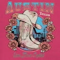 thumbnail image 3 of Austin TX Live Music Capital T-Shirt Country Cowgirl Boots and Hat Women's Tee, 3 of 7