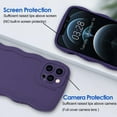 thumbnail image 2 of Case for iPhone 12 Pro Case Wave, Curly Frame Design for Women Girls, Cute Wavy Solid Color Aesthetic Phone Case Soft Flexible TPU Shockproof Full-Body Protective Case Cover 6.1" - Drak Purple, 2 of 12