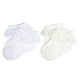 thumbnail image 1 of EPEIUS Calcetines de encaje con ojales para bebés y niñas, calcetines tobilleros de princesa ricos en algodón, blanco/marfil (paquete de 2) 6-12 meses, 1 of 1
