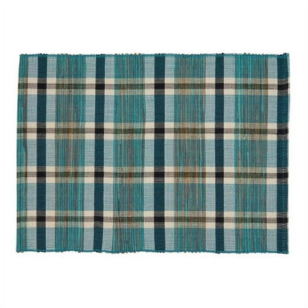 

SARO 805.TQ1420B 14 x 20 in. Oblong Water Hyacinth Placemats with Turquoise Plaid Woven Design - Set of 4