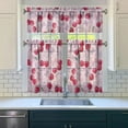 thumbnail image 3 of Cherry Kitchen Curtain Valance 3 Piece Set Short Curtain Sink Window Decor 36 Inch Small Window Treatment Tier 27.5x36 Length, 3 of 6