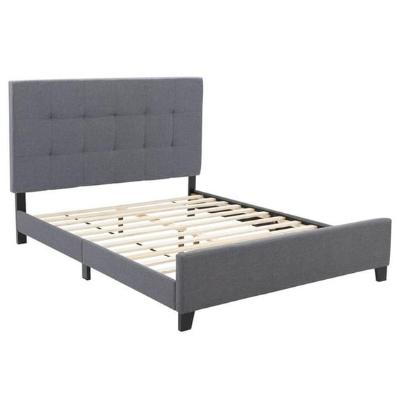 CorLiving Ellery Gray Engineered Wood and Fabric Tufted Queen Bed
