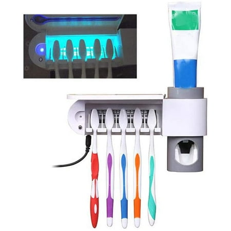 OurLeeme Porte-Brosse à Dents, Stérilisation UV Porte-Brosse à Dents Distributeur Automatique De Dentifrice Alimentation USB Pour 5 Brosses à Dents