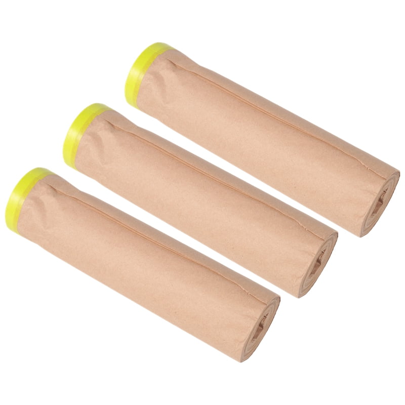 Pre-Taped Masking Paper for Painting, 18 Inchx50 Feet Paint Masking Paper, Tape and Drape Painters Paper, (3 Rolls)