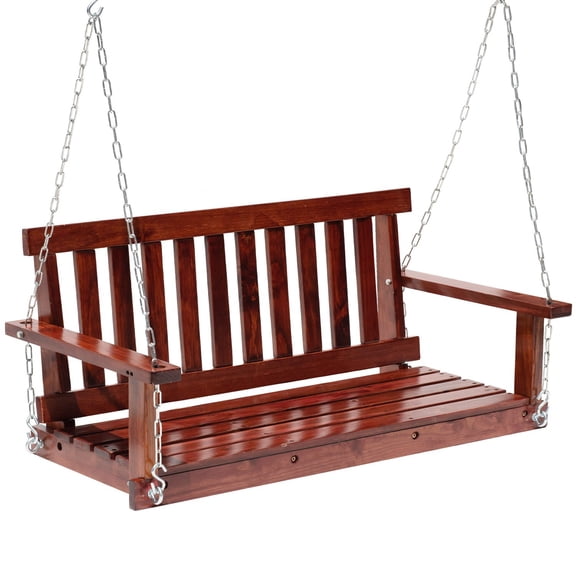 BOBOKY Wooden Porch Swing 800lb Capacity Bench with Hanging Chains for Patio Garden Backyard Outdoor Use.