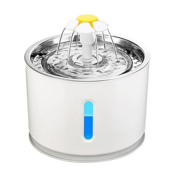 Cat Fountain, Drinking Fountain Cat Water Dispenser with Water Level Window, 2.4L Cat Water Fountain Stainless