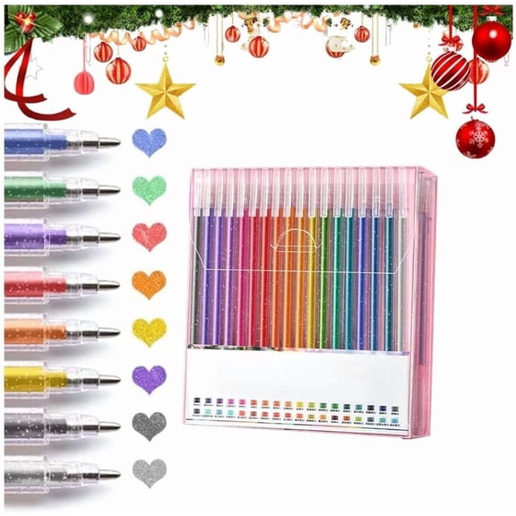 Glitter Gel Pen Set, 2026 New Metallic Gel Pens, Vibrant Colored Gel Pen, Sparkle Art Gel Pens for Journaling, Neon Craft Gels Pen for Adults for Coloring Book, Drawing Art Supplies (36)
