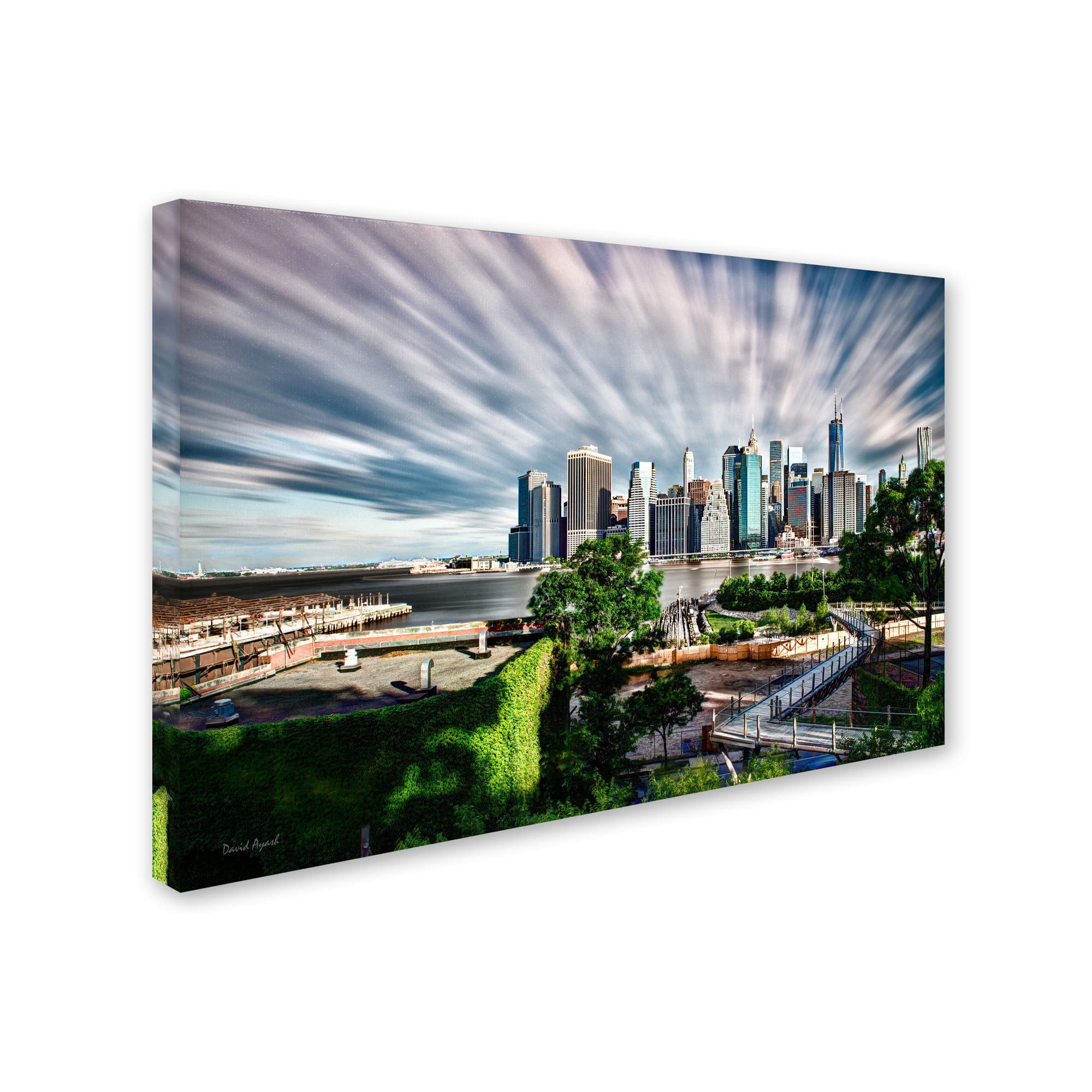 Trademark Fine Art "Brooklyn Bridge Park and Financial District - III" Canvas Art by David Ayash