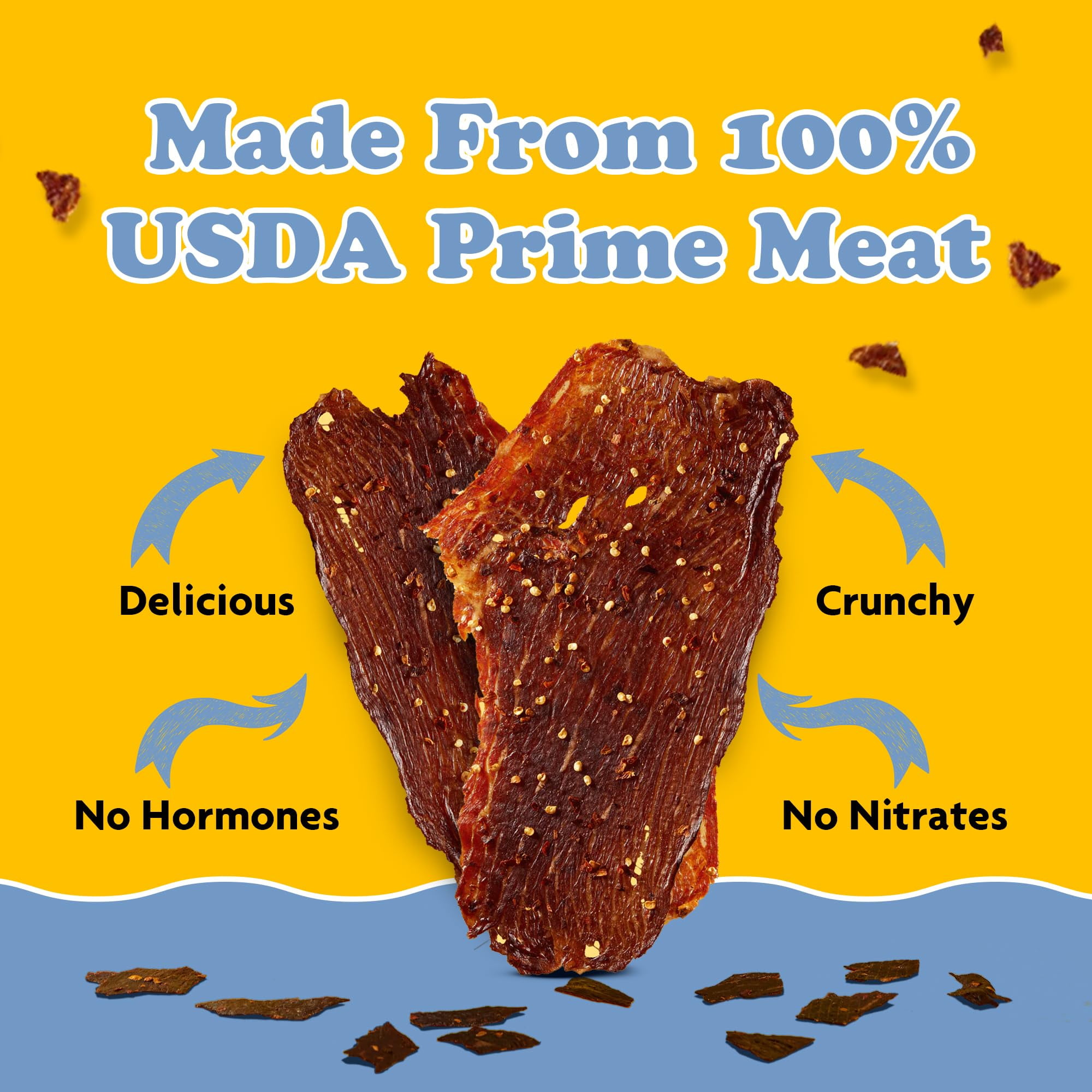 Yay's Snacks Sweet and Spicy Beef Crisps | High-Protein Ready-to-Eat Crispy Crunchy Chipped beef | Mild, Spicy, Teriyaki beef jerky snack packs, Non-GMO Healthy Meat Snack, Made in USA (1.75 oz) each
