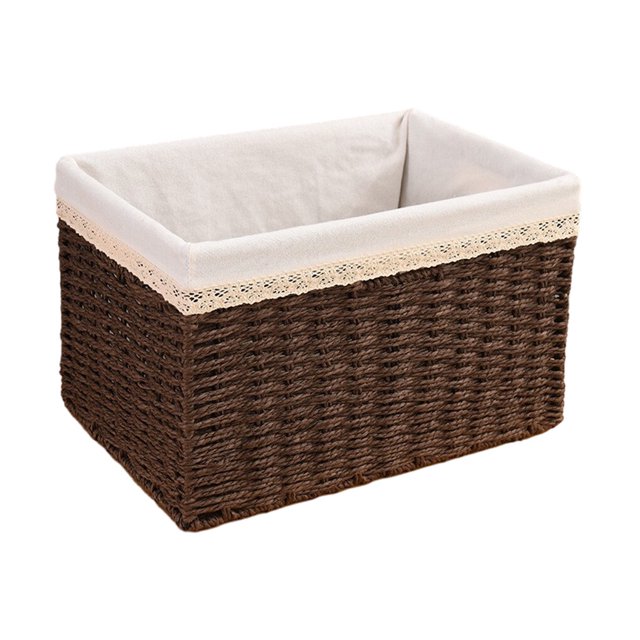 Youkk Carefully Handcrafted Rattan Storage Basket - Durable Friendly Woven Desktop Organizing Convenient Rattan Sorting coffee color 38*26*12