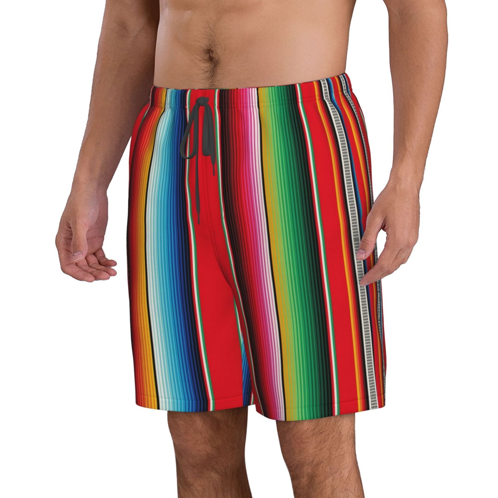 Vsdgher Mexican Serape Blanket Stripes Men's Beach Shorts, Surfing shorts, Swim trunks, Quick Dry Swim Trunks for Surfing Beach Fun -XX-Large