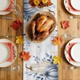 thumbnail image 4 of Navy Blue Pumpkin Fall Cotton Linen Rectangle Table Runners 13"x72", Thanksgiving Weeping Botanical Wooden Coffee Table Runner Dresser Scarves Table Runners for Wedding Party Banquet Dinner Decor, 4 of 8