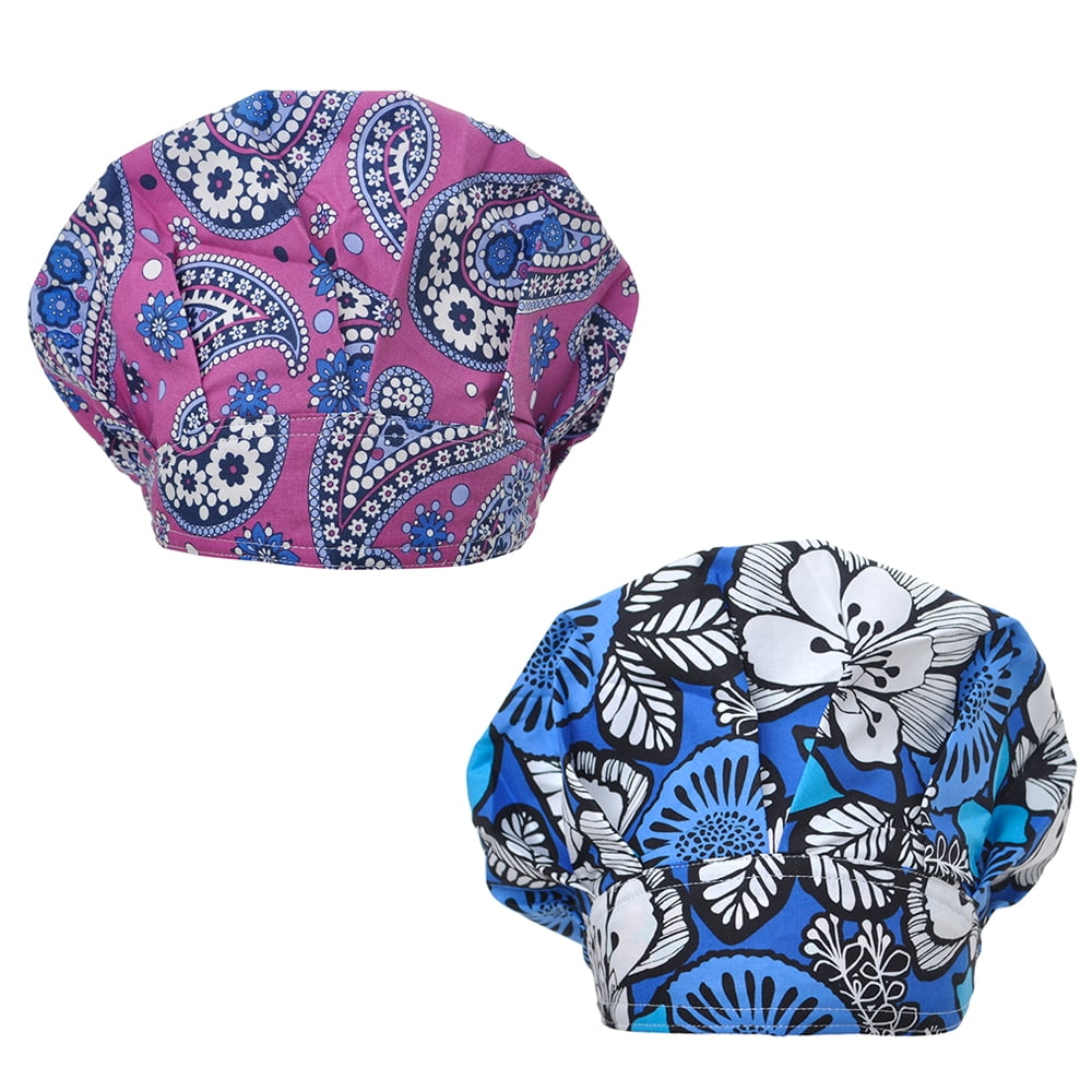 Opromo Cotton Bleach Friendly Banded Adjustable Scrub Cap Sweatband Bouffant Hat-Assorted 7