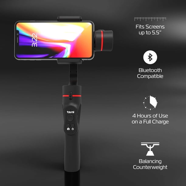 Tzumi 5643 Stabilizer for Smartphone Video Recording, 3-Axis
