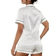 thumbnail image 4 of FASHIONWT Women Two Piece PJ Sets Stain Silk Short Sleeve Sleep Shorts Pajama Set, 4 of 4