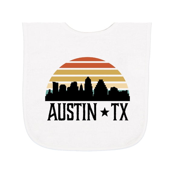 Inktastic Austin Texas Skyline Vintage Baby Terry Cloth Bib