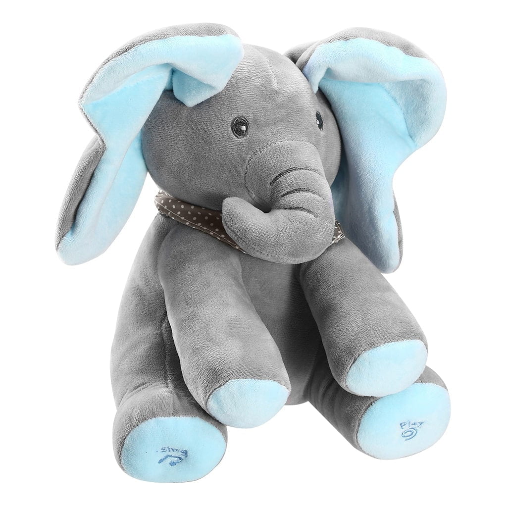 C2~Baby GUND Animated Flappy the Elephant Stuffed Animal Plush~sing &  play~Gray