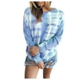 thumbnail image 4 of New Arrivals POROPL Sweatshirts for Women Under $10.00 Plus Size Long Sleeve Crew Neck Sweatshirt Tie-Dye Gradient Printed Tie Pullover Tops Blue Size S-5XL, 4 of 8