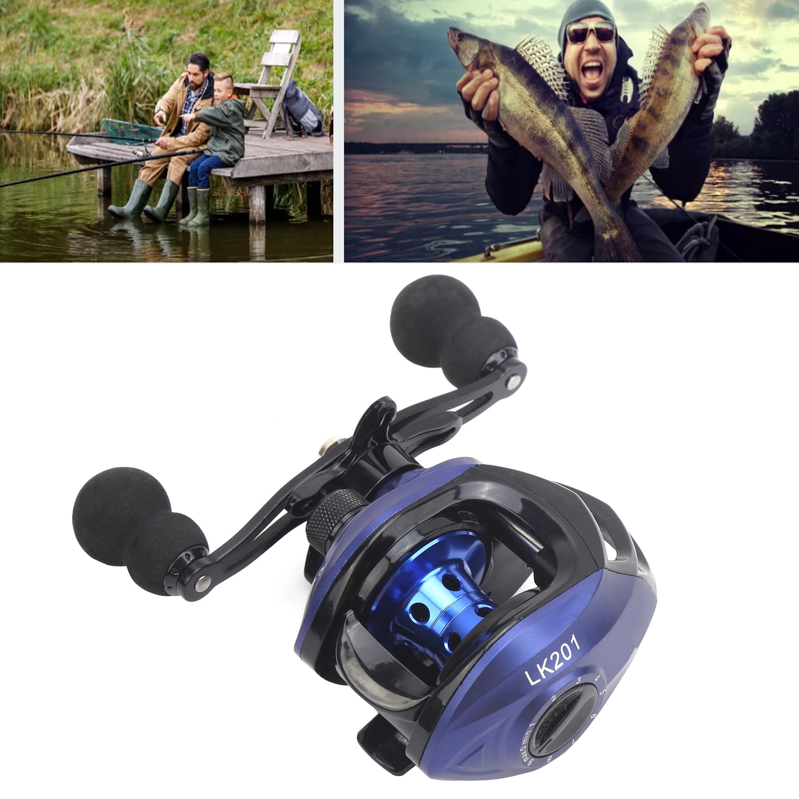 BIMZUC Blue/Black Baitcasting Reel 17+1 Bearings 7.2:1 Gear Ratio High Speed Fishing Wheel Accessory, 5.5 inches / 14 cm, Right Hand