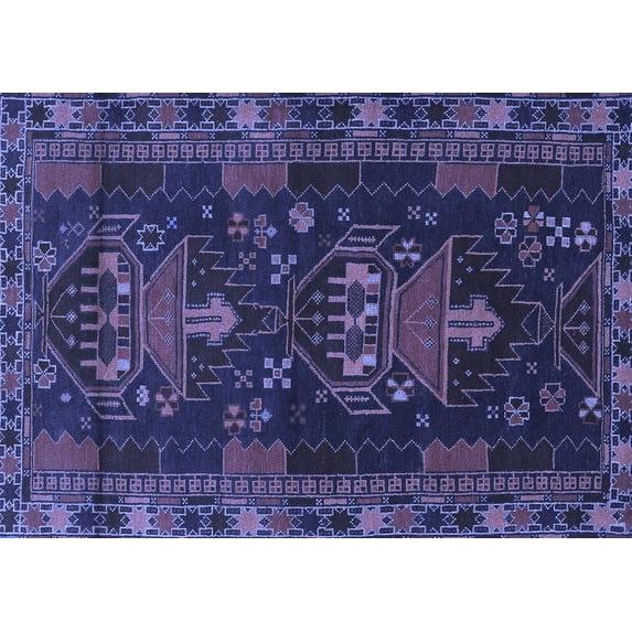 Ahgly Company Machine Washable Indoor Rectangle Persian Blue Traditional Area Rugs, 3' x 5'