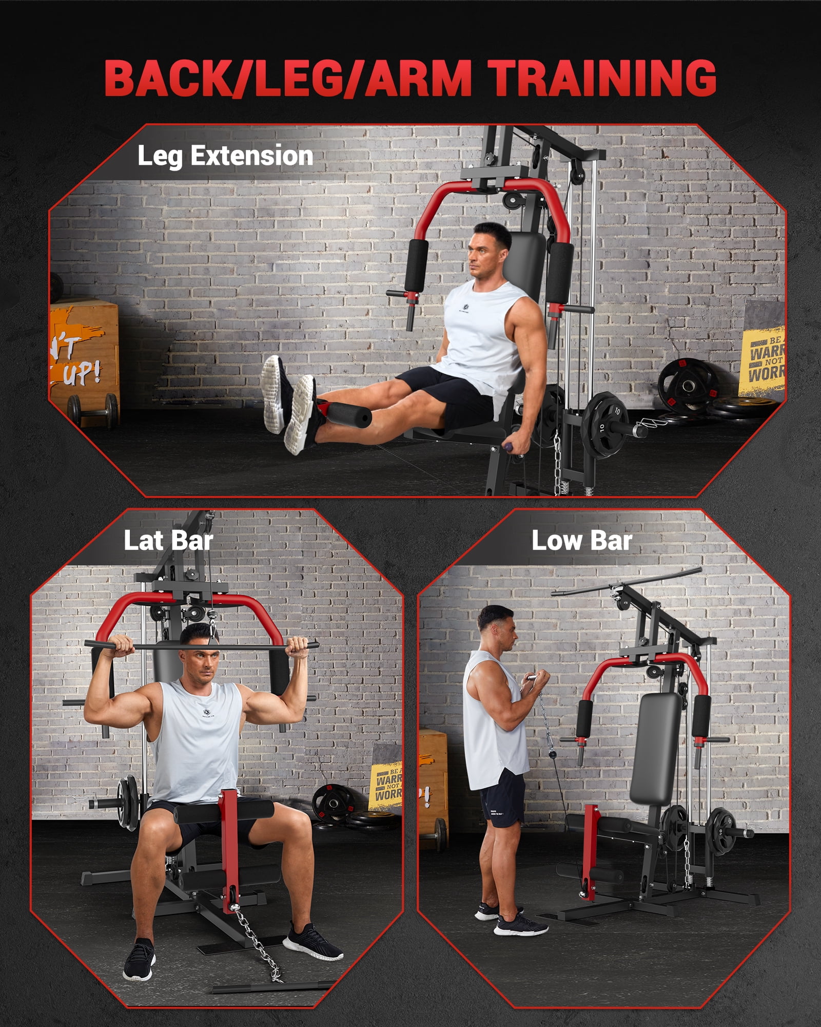 Home Gym Equipment, 400LBS Weight Capacity All in One Full Body Exercise Station, Multifunctional Compact Home Gym
