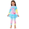 thumbnail image 4 of ZXLBBD Girls Swimsuits Cute Cartoon Print Swimsuit UV Protection Quick Drying Two Piece Bathing Suit Stretch for Beach Pool Summer Holiday Vacation Swimwear Size 4 Y-5 Y, 4 of 4