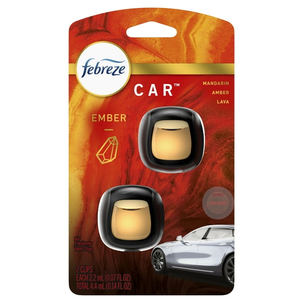 Febreze Car Ember Scent Air Freshener Vent Clip, .07 oz, 2 Count