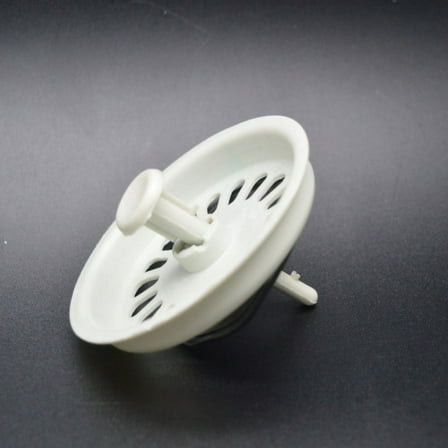 Kitchen Sink Drain Strainer Replacement, Stainless Steel Kitchen Sink Basket Strainer Waste Plug White Plug Basket with Plastic Knob