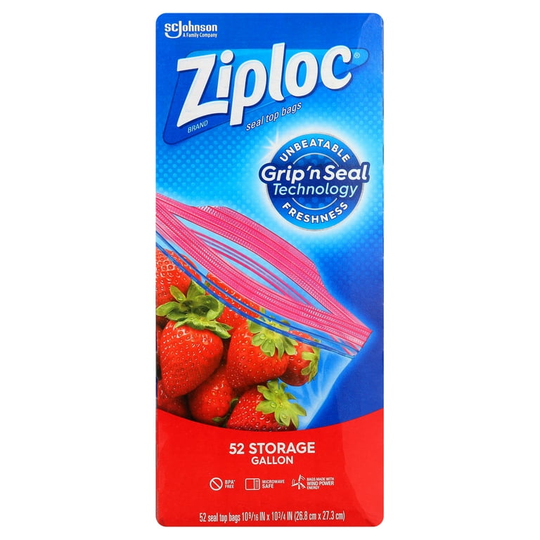 Ziploc Double Zipper Storage Bags, Gallon, 52 Ct (Pack of 4