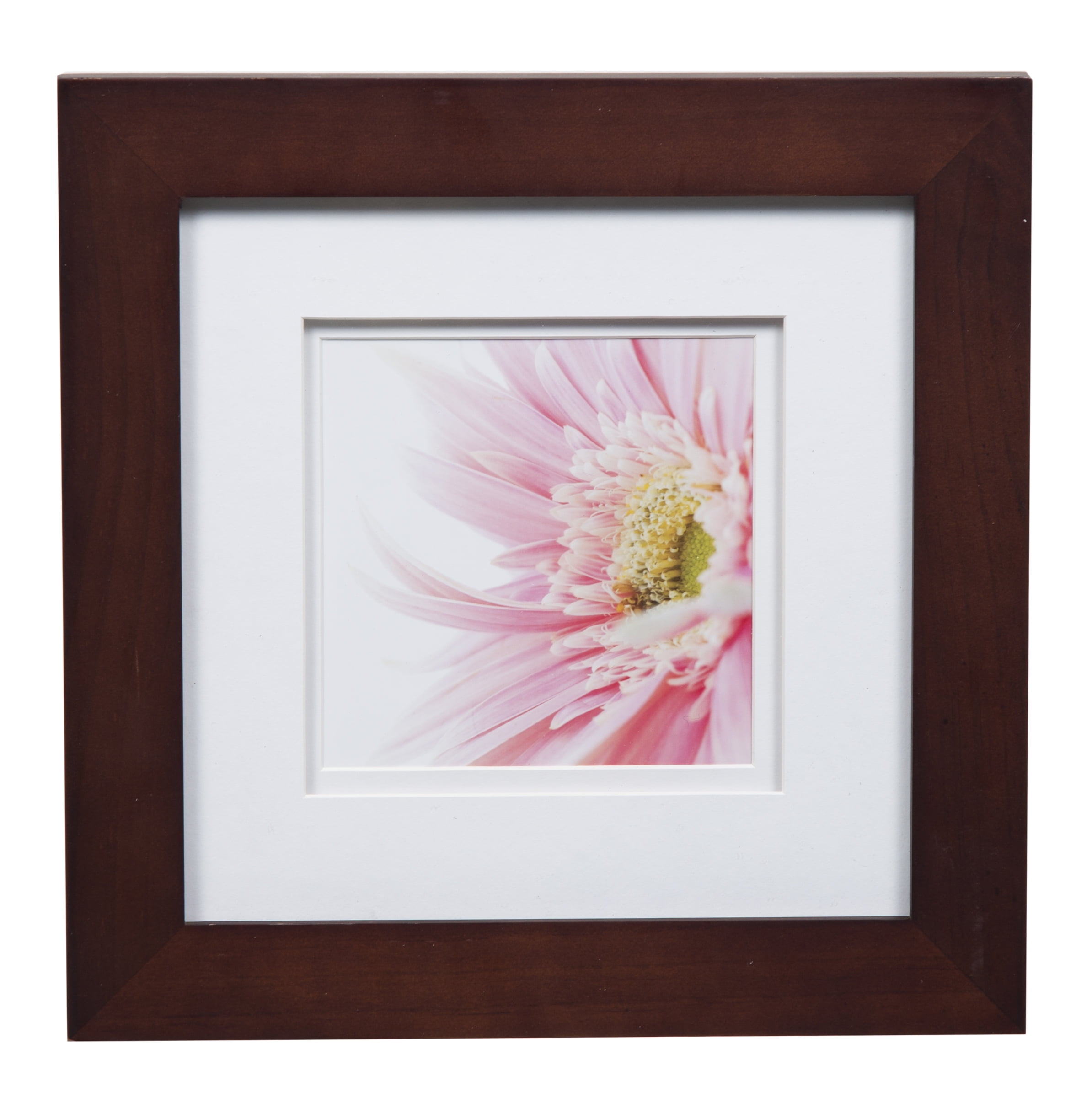 Gallery Solutions 8x8 Wide Walnut Frame with Double Mat For 5x5 Image