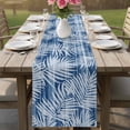 thumbnail image 4 of Navy Blue Coastal Palm Leaves Cotton Linen Rectangle Table Runners 13"x72", Summer Botanical Tropical Coffee Table Runner Dresser Scarves Luxury Table Runners for Wedding Party Banquet Dinner Decor, 4 of 8