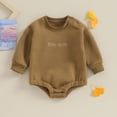 thumbnail image 2 of Okbabeha Newborn Baby Boy Warm Sweatshirt Bubble Romper Crewneck Long Sleeve Fleece Sweater Onesie Winter Outfit Clothes, 2 of 7