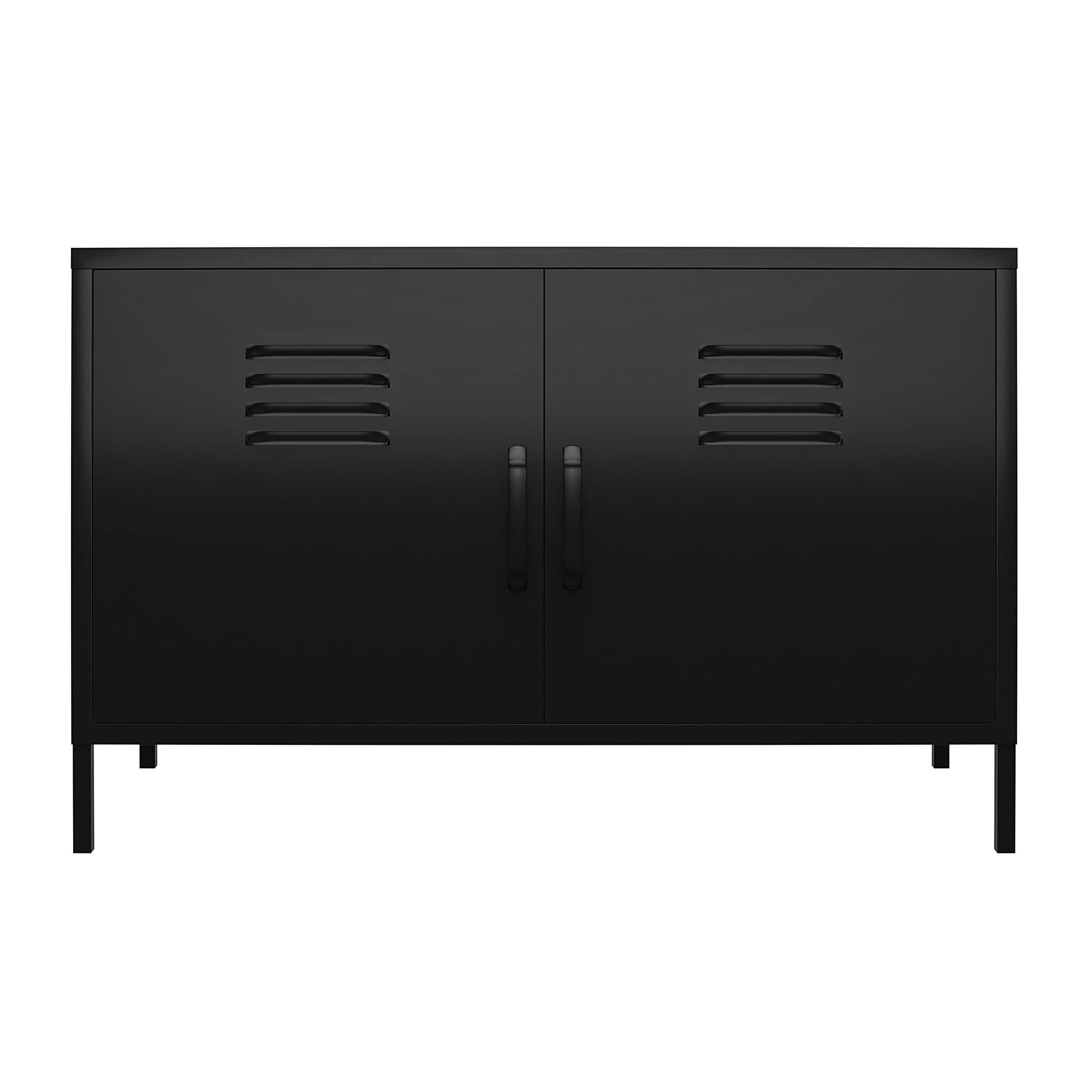 RealRooms Shadwick 2 Door Accent Storage Locker, Metal, Black
