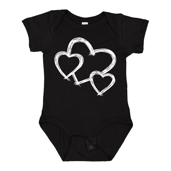 Inktastic Three White Hearts Boys or Girls Baby Bodysuit