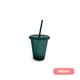 thumbnail image 5 of Billuyoard Vaso para beber con tapa y pajita Botella reutilizable de plástico PP PP para batido de jugo de café de bebida fría Mostrada Verde oscuro 480ml Billuyoard HA007952-08, 5 of 6