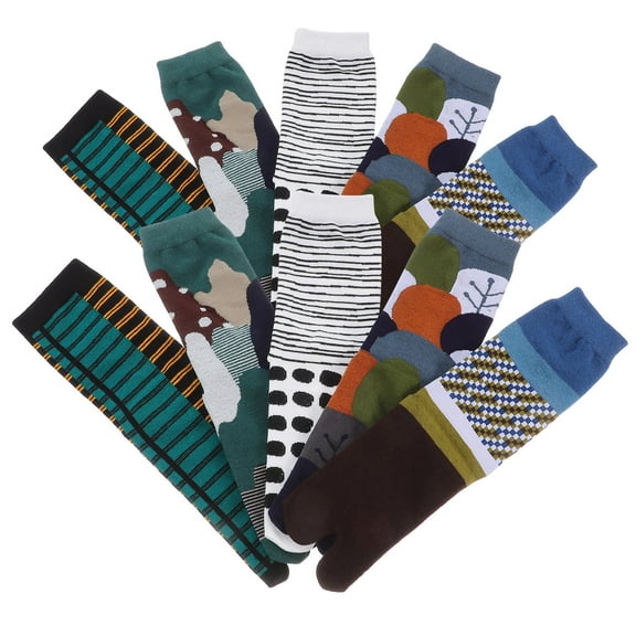 LIOOBO 5Pairs Japanese Style Two Toe Socks Breathable Cotton Stockings Assorted Colors