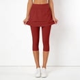 thumbnail image 2 of Likimi Women Athletic Tennis Skirt With Built In Shorts Solid Color Stretch High Waist Comfortable Trousers Wine Size L, 2 of 7