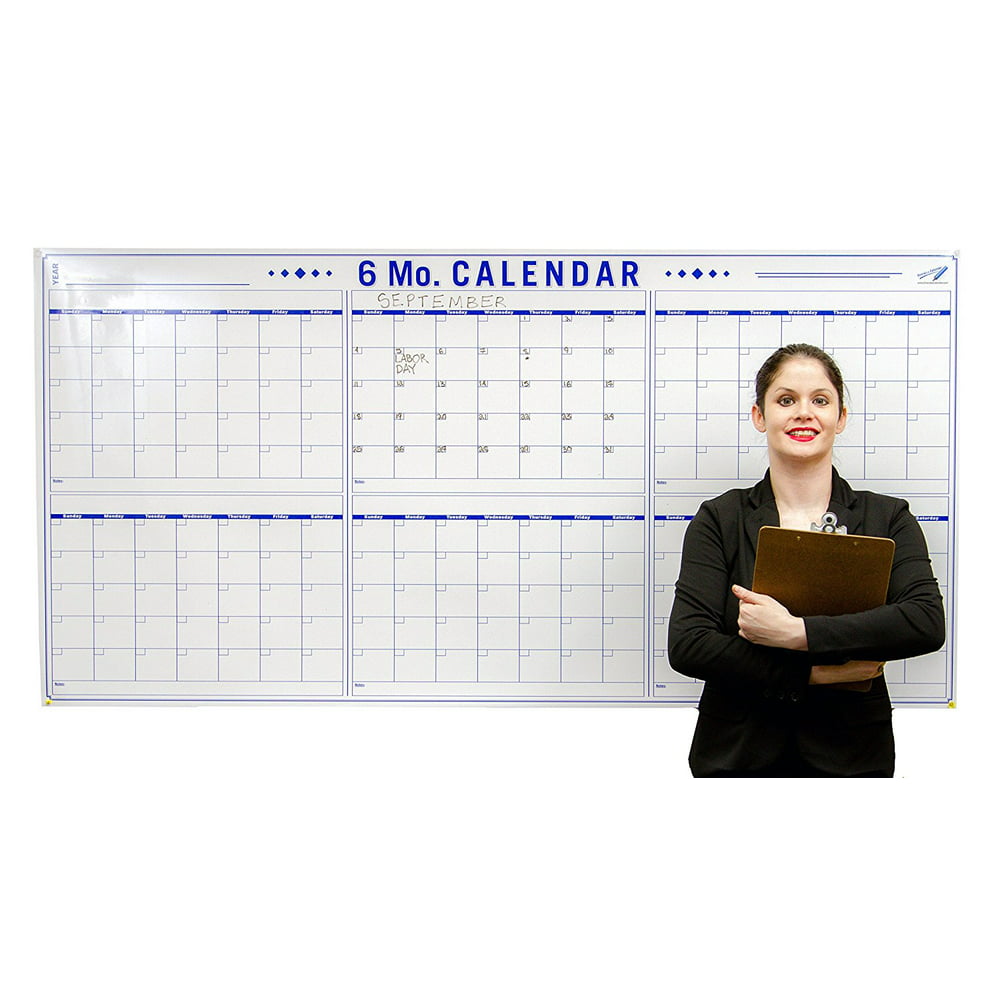 6 Month Dry Erase Wall Calendar 36 x 72 Large Calendar White Board