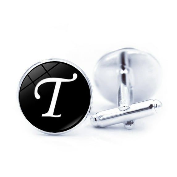 opvise 1 Pair Men Cufflinks Letter Pattern Electroplating Smooth Surface Exquisite Craftsmanship Item Decorate Alloy Men A-Z Single Alphabet Cufflinks Custom Accessory