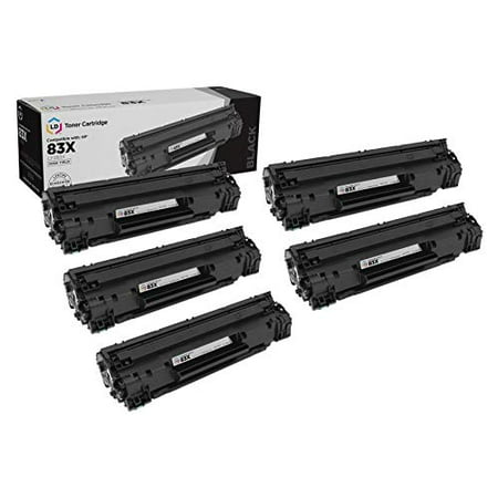 LD Compatible Replacement for 83A / CF283A Black Toner Cartridge 5-Pack for LaserJet M201dw  M201n  MFP M125a  MFP M125nw  MFP M125rnw  MFP M127fn  MFP M127fw  MFP M225dn  MFP M225dw  MFP M225nw