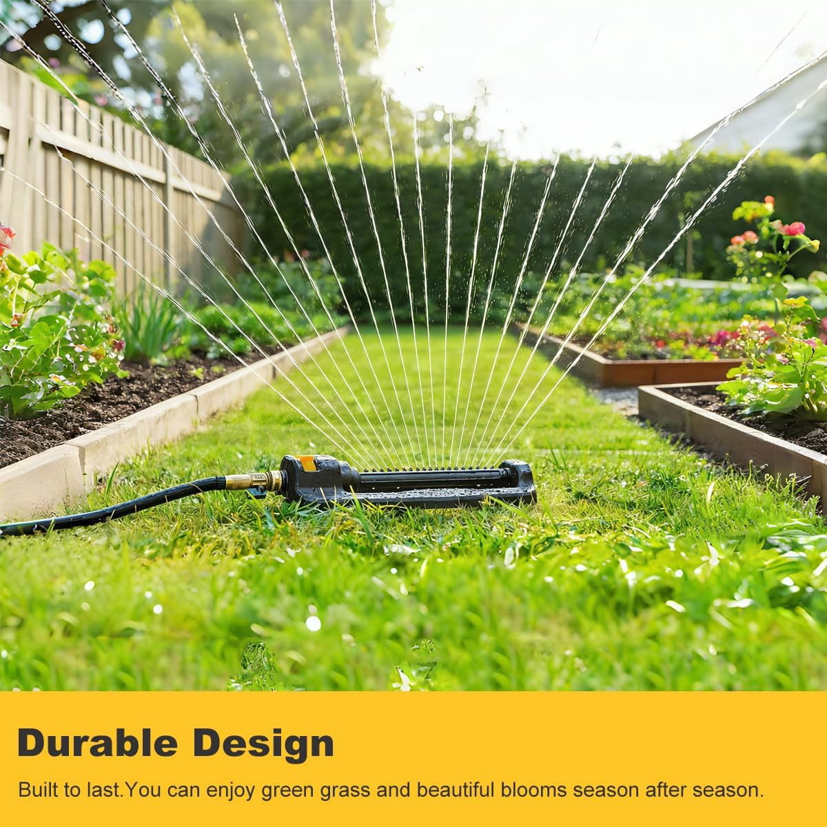 FANHAO Oscillating Sprinkler for Yard,  Covers up to 3,600 sq. ft., Durable Lawn Sprinkler with 19 Precision Nozzles