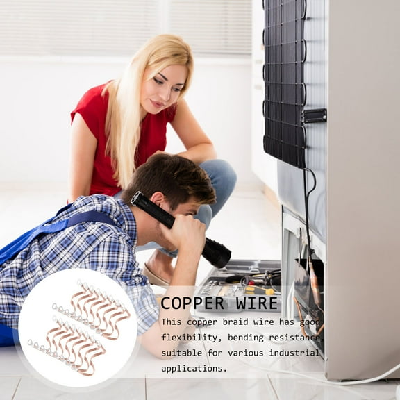 PartyKindom 100Pcs Copper Braided Ground Cable for Home and Industrial Electrical Grounding