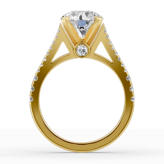 OMRE 4 Carat Moissanite Ring 18K Yellow Gold Plated 925 Sterling Silver Anniversary Engagement Wedding Promise Ring for Women