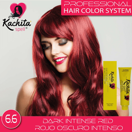 Permanent Hair Dye Dark Intense Red 6.6 Kachita Spell 3.52 oz 100 mL Professional Hair Color Cream with Keratin and Argan Oil, 100% Gray Coverage