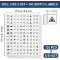 thumbnail image 2 of 600 Pcs Car Switch Panel Stickers 40 Designs Auto Switch ID Label Decals Black Dash Board Switch Label Decals DIY, 2 of 9