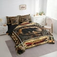 thumbnail image 3 of Manfei Wild Bear Deer Bedding Comforter Set 7-Piece, Vintage Lake House Full Bedding Set, Boho Aztec Checkered Fitted Sheet Flat Sheet, Ultra Soft Home Decor, 3 of 8