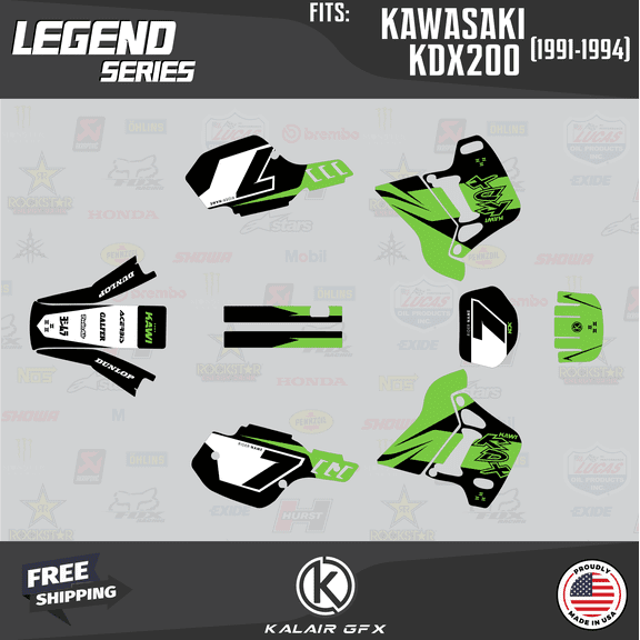 Kalair GFX Graphics Kit for Kawasaki KDX200 (1991-1994) Legend Series