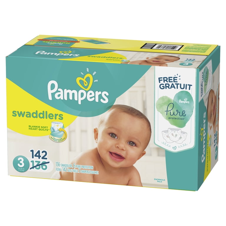 Pampers Swaddlers Diapers Size 3 Bonus Pack 142 Count - Walmart.com