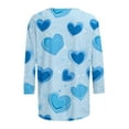 thumbnail image 6 of Feancey Women's 3/4 Sleeve Valentines Shirt Spring Casual Plus Size Tunic Tops Novelty Heart Printed Loose T-Shirts Dressy Trendy Going Out Tees Light Blue 4XL, 6 of 7